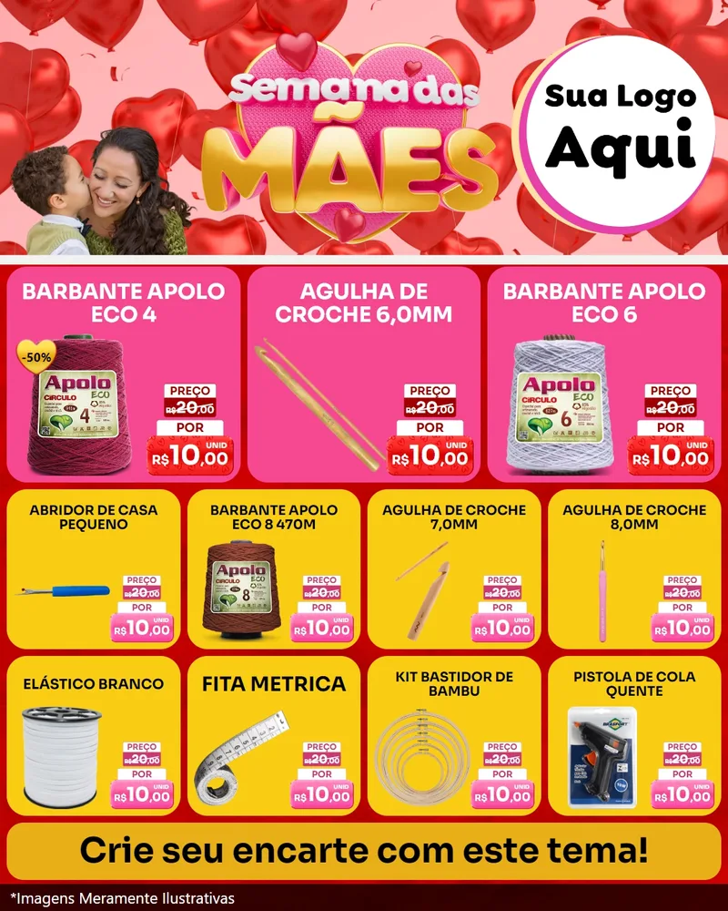 Modelo de Rede Social para Feed Instagram com o tema Semana Das Mães para Armarinho e Aviamentos