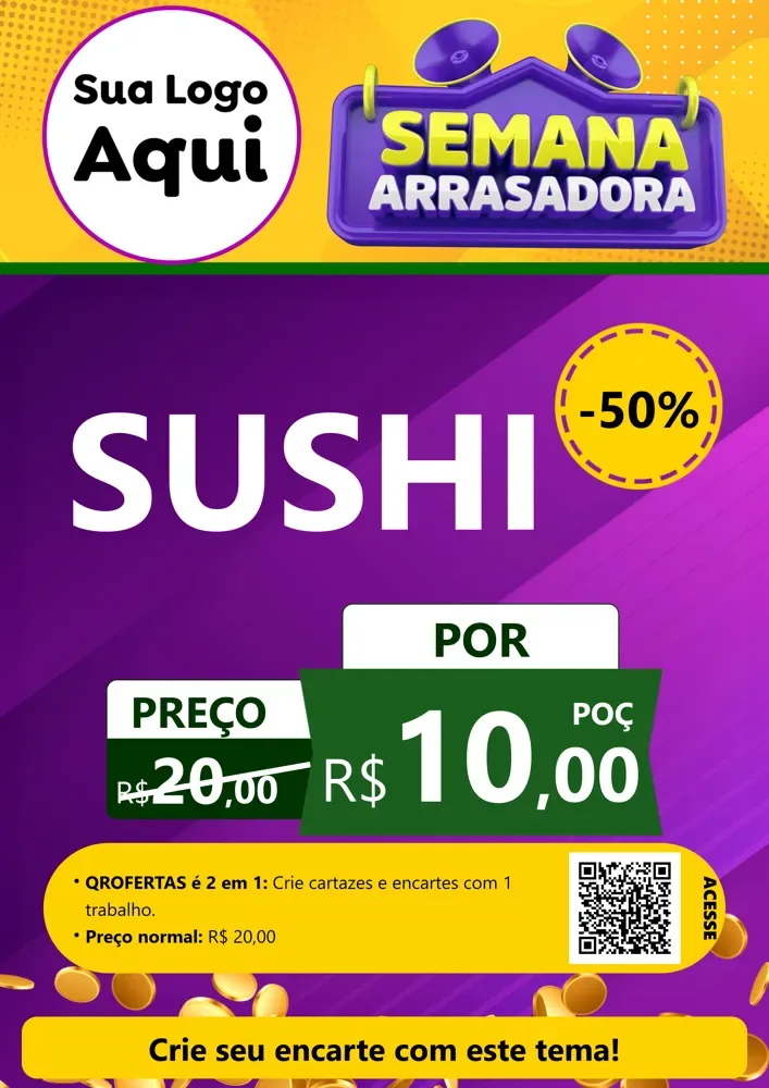 Modelo de Cartaz para Cartaz A4 Vertical com o tema Semana Arrasadora para Comida japonesa