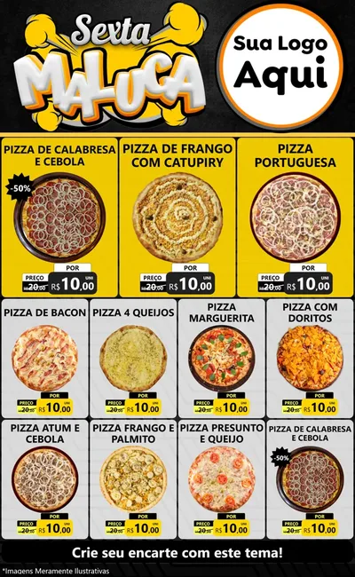 Modelo de Encarte para Encarte Grande com o tema Sexta Maluca para Pizzaria