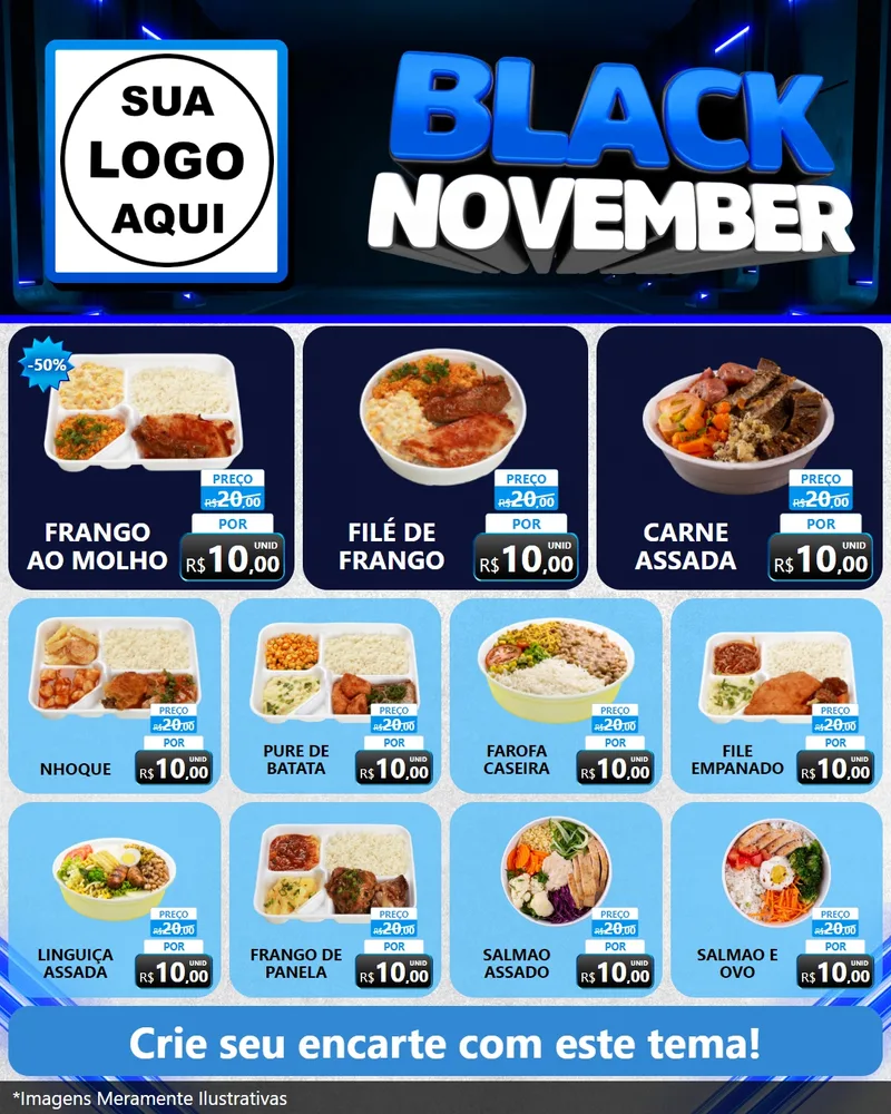 Modelo de Rede Social para Feed Instagram com o tema Black November para Restaurante