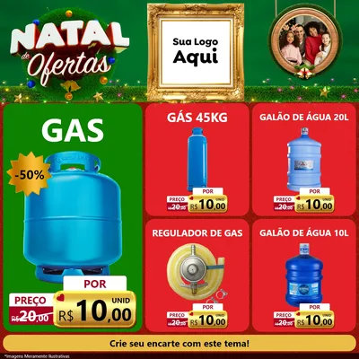 Modelo de Rede Social para Feed Facebook com o tema Natal de Ofertas para Água e gás