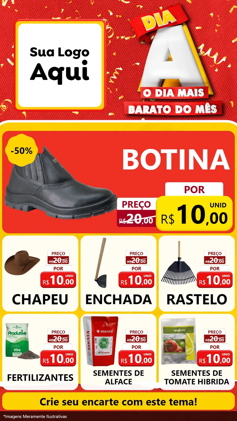 Modelo de Rede Social para Stories com o tema Dia A o Dia Mais Barato do Mês para Agropecuária