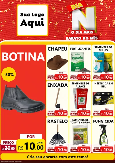 Modelo de Encarte para Encarte A4 Vertical com o tema Dia N o Dia Mais Barato do Mês para Agropecuária