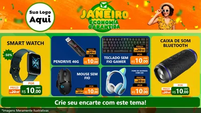 Modelo de TV para TV Horizontal com o tema Janeiro - Economia Garantida para Informática