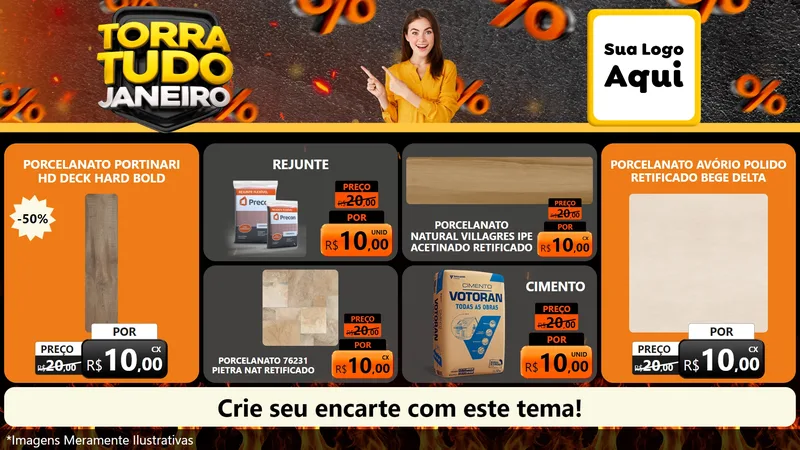 Modelo de TV para TV Horizontal com o tema Torra Tudo Janeiro para Pisos e revestimentos