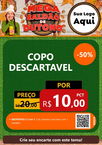 Modelo de Cartaz para Cartaz A4 Vertical com o tema Mega Saldão de Outono para Embalagens