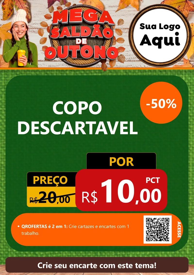 Modelo de Cartaz para Cartaz A4 Vertical com o tema Mega Saldão de Outono para Embalagens