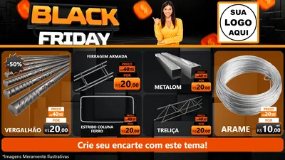Modelo de TV para TV Horizontal com o tema Black Friday para Ferragens