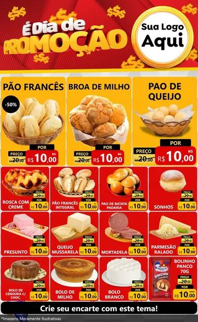Modelo de Encarte para Encarte Grande com o tema É Dia De Promoção para Padaria