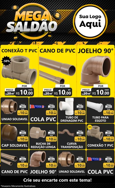 Modelo de Encarte para Encarte Grande com o tema Mega Saldão para Tubos e conexões