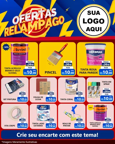 Modelo de Rede Social para Feed Instagram com o tema Ofertas Relâmpago para Tintas e Ferramentas