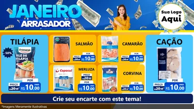 Modelo de TV para TV Horizontal com o tema Janeiro Arrasador para Peixaria