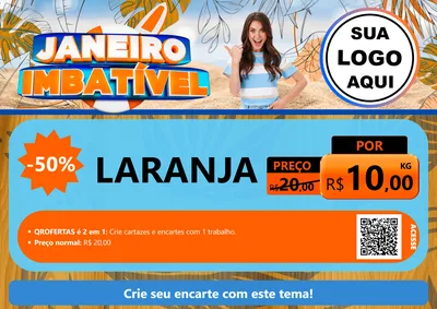 Modelo de Cartaz para Cartaz A4 Horizontal com o tema Janeiro Imbatível para Hortifrúti