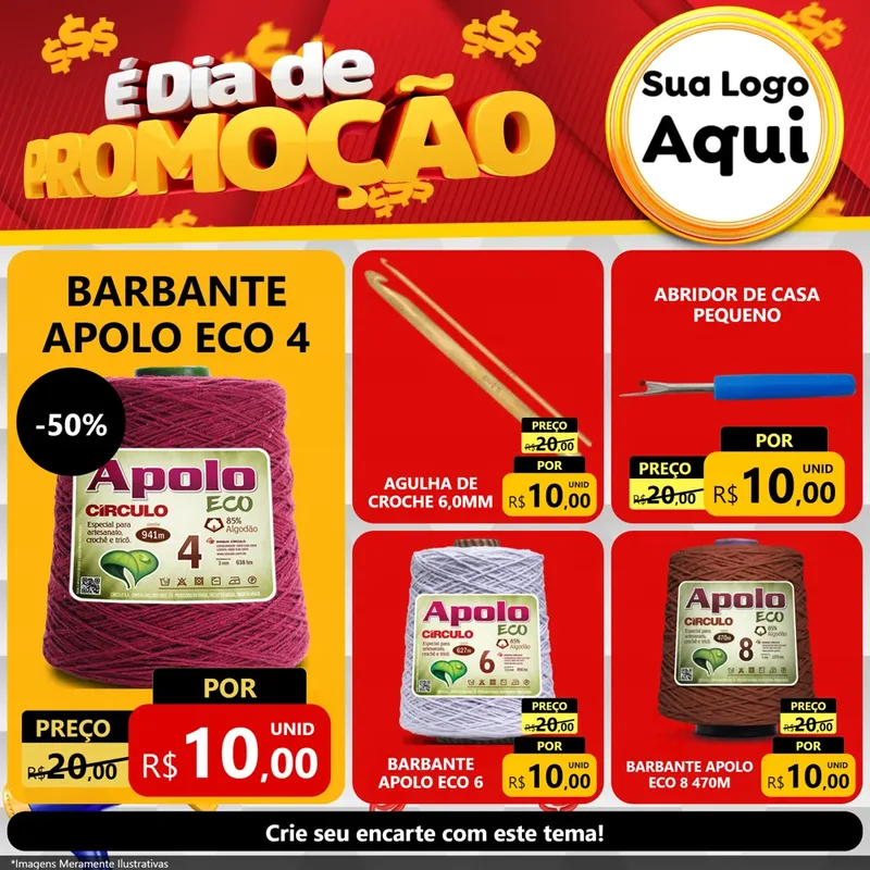 Modelo de Rede Social para Feed Facebook com o tema É Dia De Promoção para Armarinho e Aviamentos