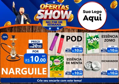 Modelo de Encarte para Encarte A4 Horizontal com o tema Ofertas Show No Fim De Semana para Tabacaria