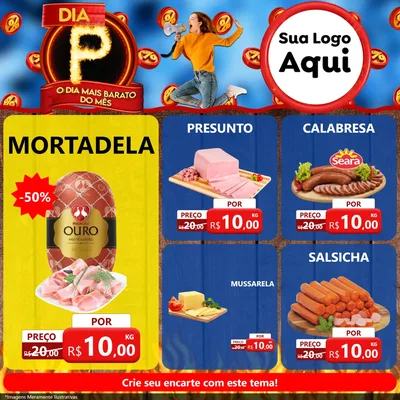 Modelo de Rede Social para Feed Facebook com o tema Dia P - O Dia Mais Barato Do Mês para Frios e Laticínios
