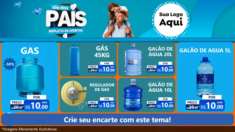 Modelo de TV para TV Horizontal com o tema Dia Dos Pais Repleto de Ofertas para Água e gás