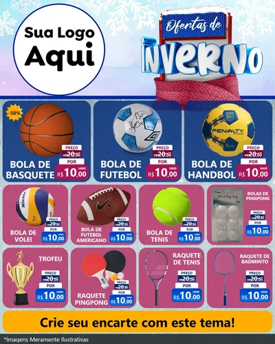 Modelo de Rede Social para Feed Instagram com o tema Ofertas de Inverno para Artigos Esportivos