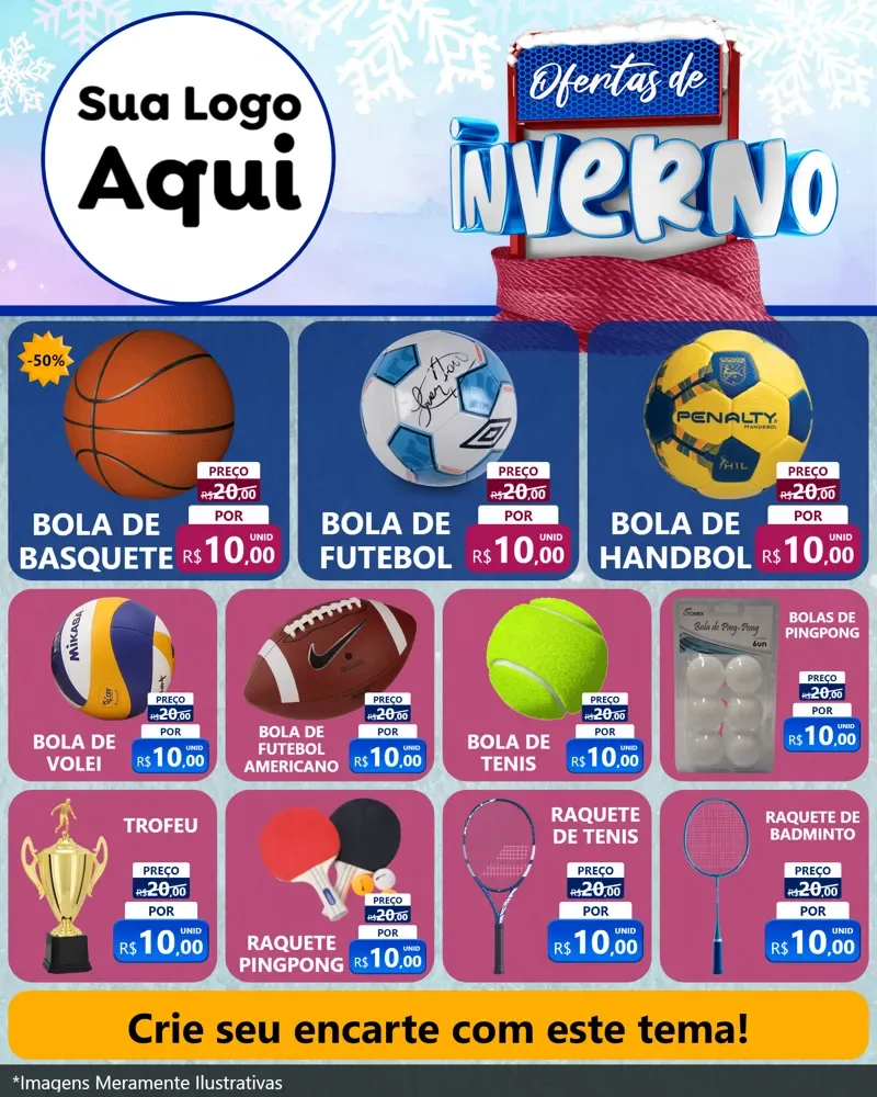 Modelo de Rede Social para Feed Instagram com o tema Ofertas de Inverno para Artigos Esportivos