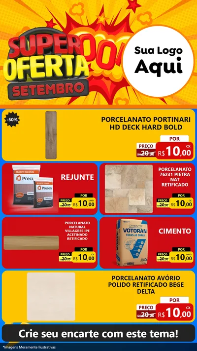 Modelo de TV para TV Vertical com o tema Super Oferta Setembro para Pisos e revestimentos