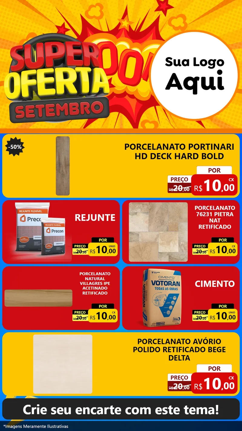 Modelo de TV para TV Vertical com o tema Super Oferta Setembro para Pisos e revestimentos