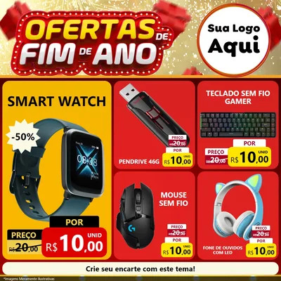 Modelo de Rede Social para Feed Facebook com o tema Ofertas de Fim de Ano para Informática