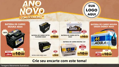 Modelo de TV para TV Horizontal com o tema Ano Novo Com Economia para Baterias Elétricas