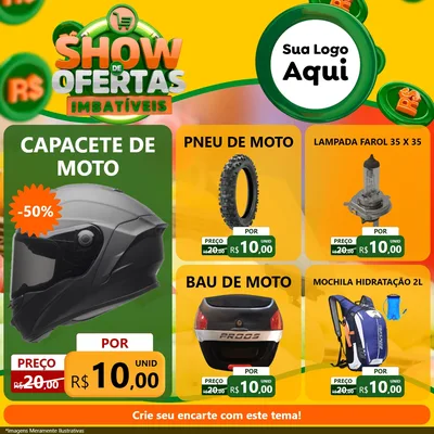Modelo de Rede Social para Feed Facebook com o tema Show de Ofertas Imbatíveis para Moto peças