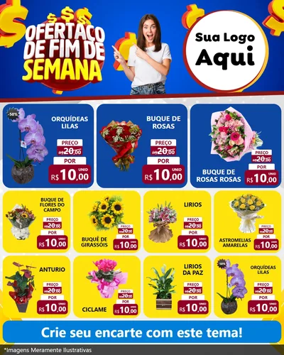 Modelo de Rede Social para Feed Instagram com o tema Ofertaço de Fim de Semana para Floricultura e jardim