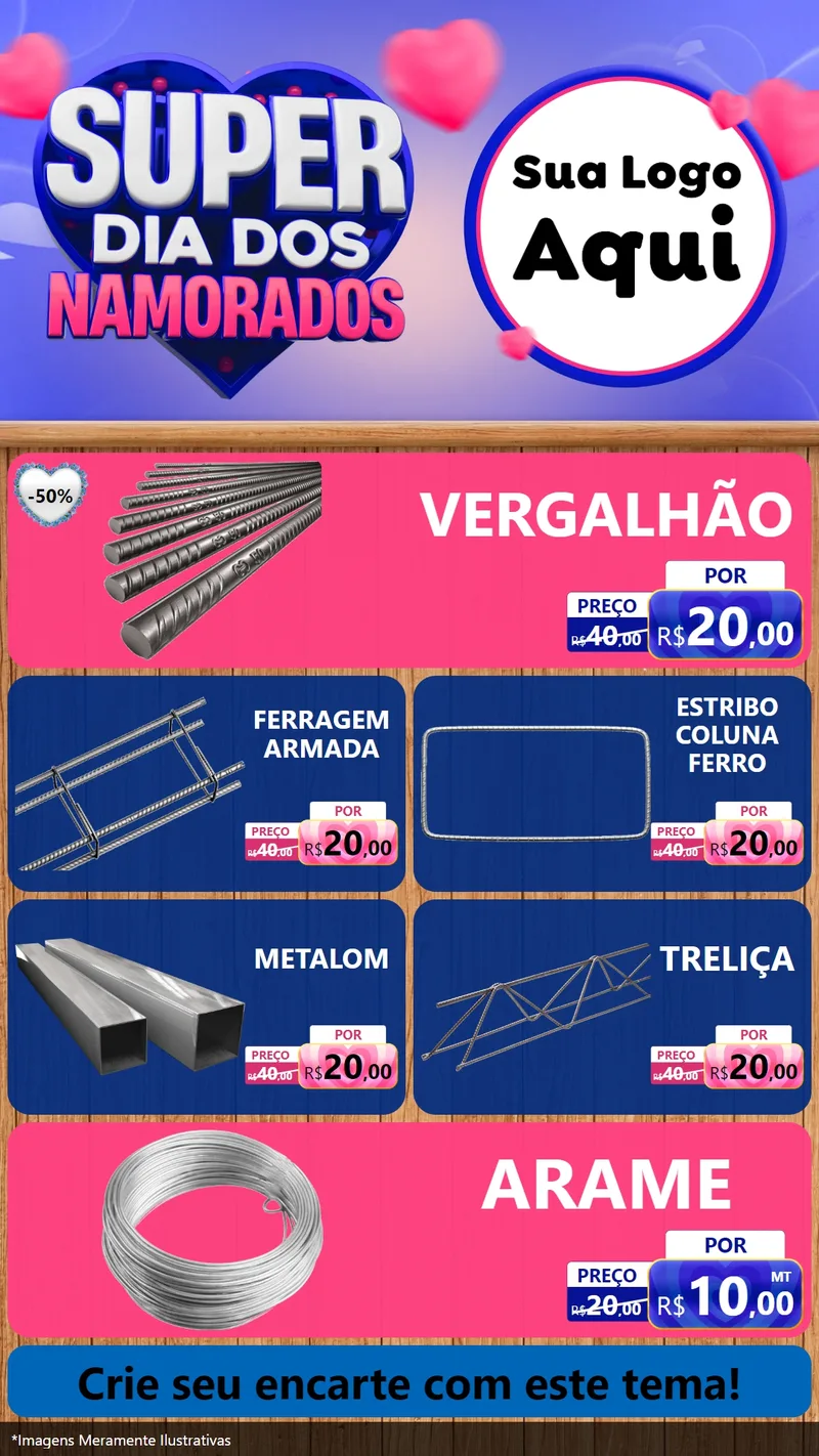Modelo de TV para TV Vertical com o tema Super Dia dos Namorados para Ferragens