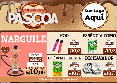 Modelo de Encarte para Encarte A4 Horizontal com o tema Ofertas de Páscoa para Tabacaria