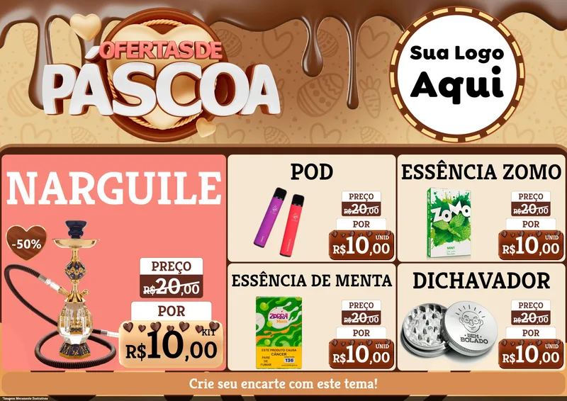 Modelo de Encarte para Encarte A4 Horizontal com o tema Ofertas de Páscoa para Tabacaria