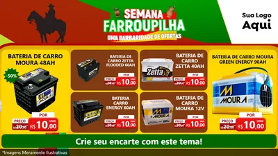 Modelo de TV para TV Horizontal com o tema Semana Farroupilha - Uma Barbaridade de Ofertas para Baterias Elétricas