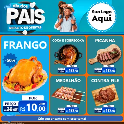 Modelo de Rede Social para Feed Facebook com o tema Dia Dos Pais Repleto de Ofertas para Assados
