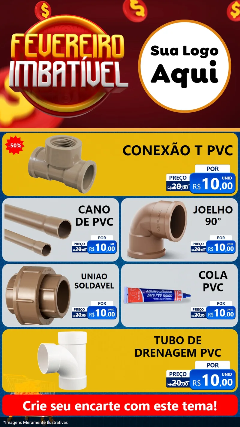 Modelo de TV para TV Vertical com o tema Fevereiro Imbatível para Tubos e conexões