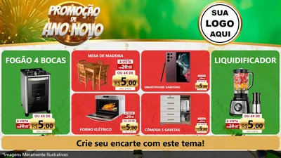 Modelo de TV para TV Horizontal com o tema Promoção de Ano Novo para Móveis e Eletro