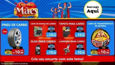 Modelo de TV para TV Horizontal com o tema Dia das Mães para Auto peças