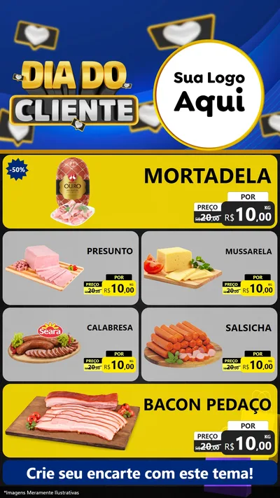 Modelo de TV para TV Vertical com o tema Dia Do Cliente para Frios e Laticínios