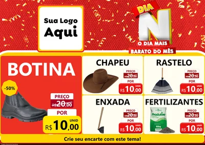Modelo de Encarte para Encarte A4 Horizontal com o tema Dia N o Dia Mais Barato do Mês para Agropecuária