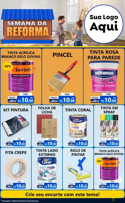 Modelo de Encarte para Encarte Grande com o tema Semana da Reforma para Tintas e Ferramentas
