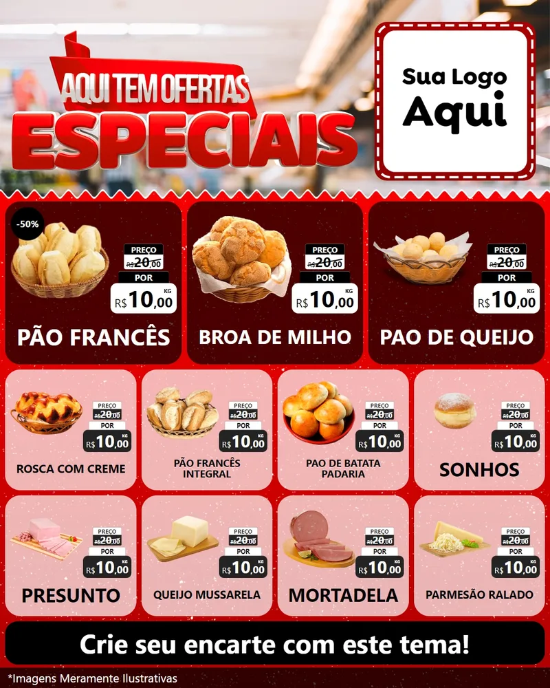 Modelo de Rede Social para Feed Instagram com o tema Aqui Tem Ofertas Especiais para Padaria