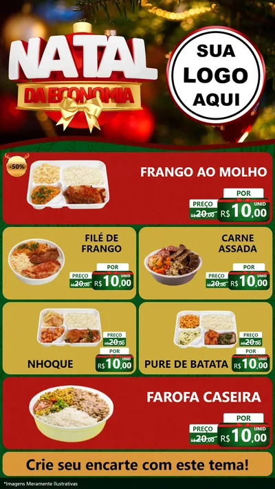 Modelo de TV para TV Vertical com o tema Natal da Economia para Restaurante