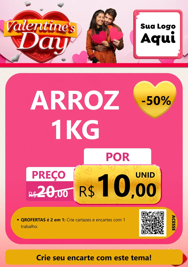 Modelo de Cartaz para Cartaz A4 Vertical com o tema Valentine's Day para Supermercado