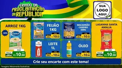 Modelo de TV para TV Horizontal com o tema Feriado da Proclamação da República para Supermercado