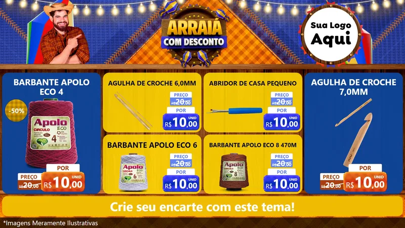 Modelo de TV para TV Horizontal com o tema Arraiá Com Desconto para Armarinho e Aviamentos