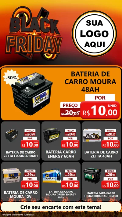 Modelo de Rede Social para Stories com o tema Black Friday para Baterias Elétricas