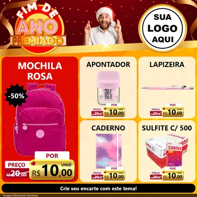 Modelo de Rede Social para Feed Facebook com o tema Fim de Ano Premiado para Papelaria