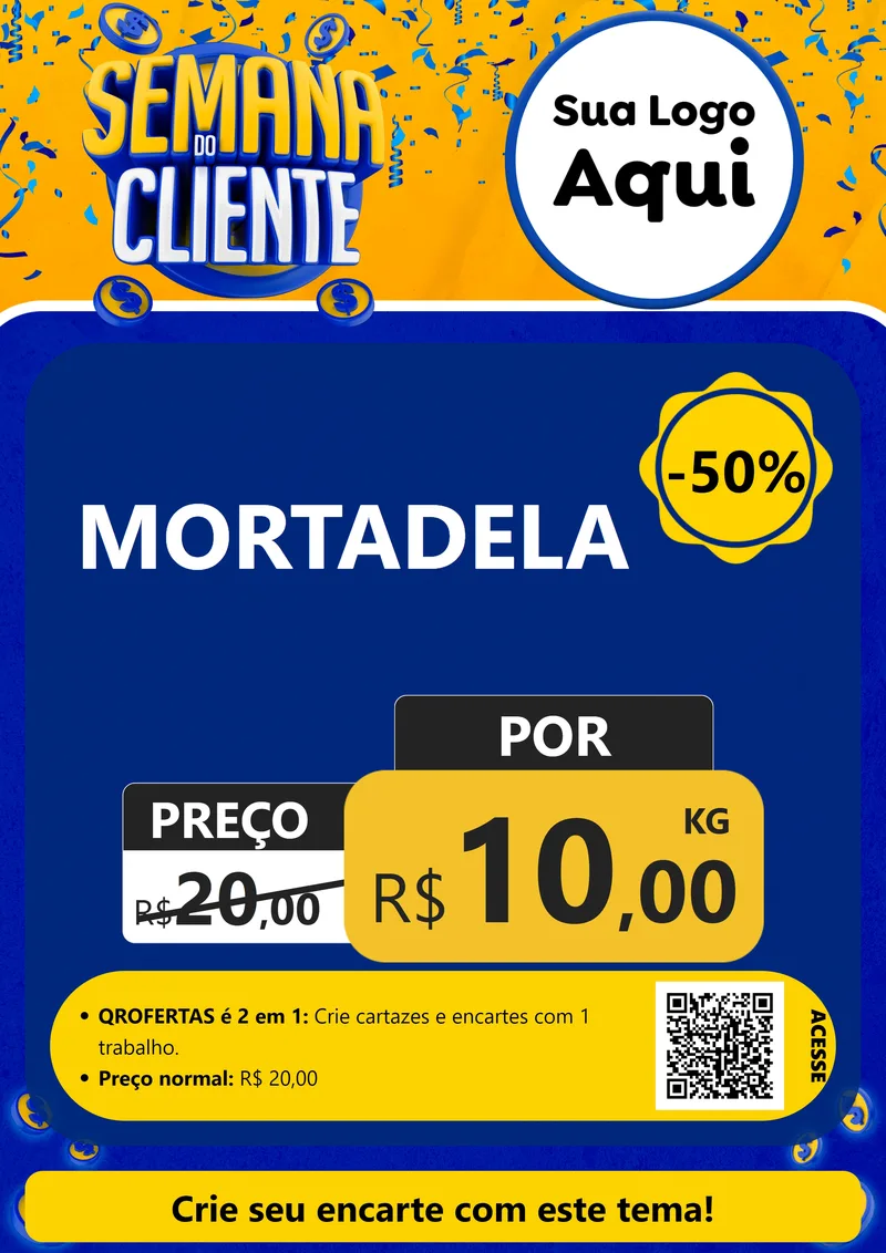 Modelo de Cartaz para Cartaz A4 Vertical com o tema Semana do Cliente para Frios e Laticínios