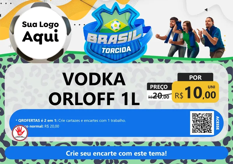 Modelo de Cartaz para Cartaz A4 Horizontal com o tema Brasil Torcida - Copa para Distribuidora de bebidas