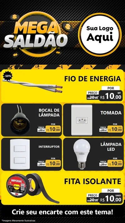 Modelo de TV para TV Vertical com o tema Mega Saldão para Materiais Elétricos